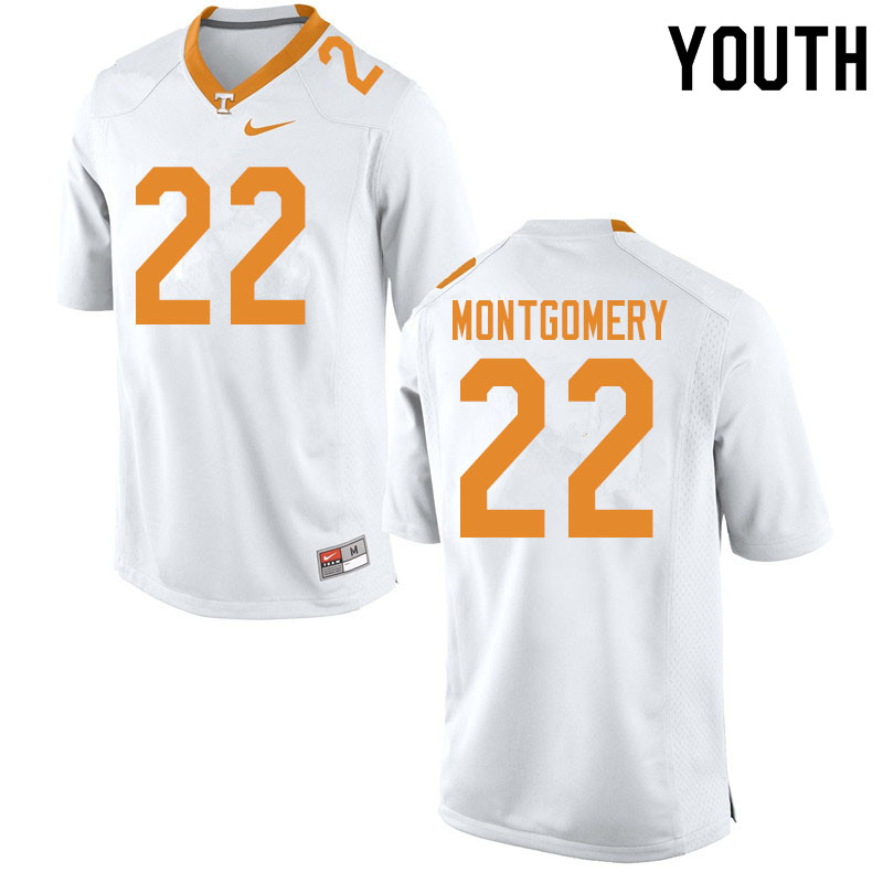 Youth #22 Isaiah Montgomery Tennessee Volunteers College Football Jerseys Sale-White - Click Image to Close